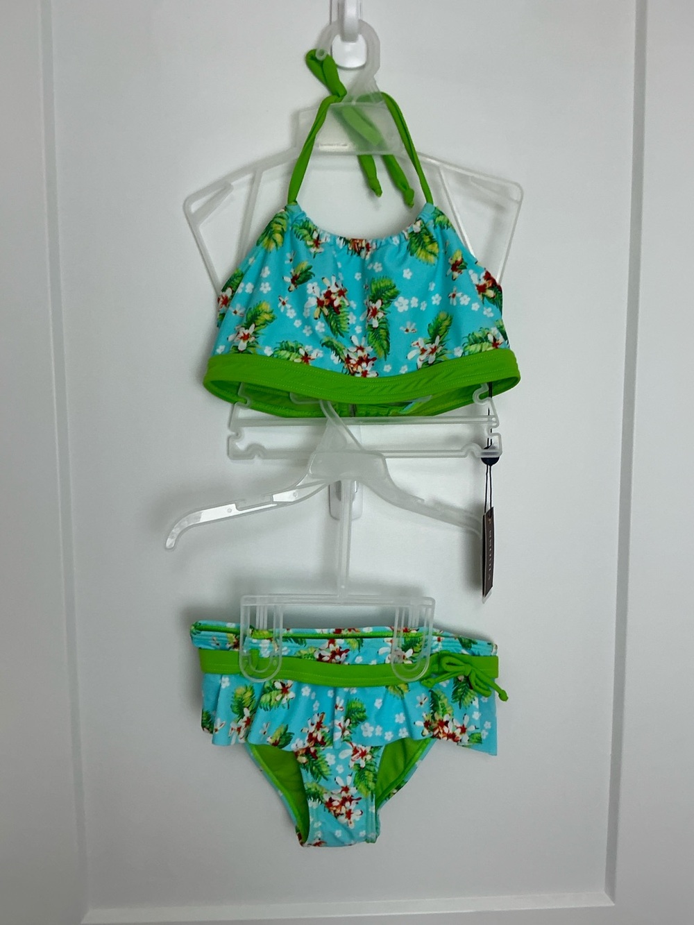 NWT sz 7/8 Vigoss orchid hibiscus tropical flower aloha 2pc swim set